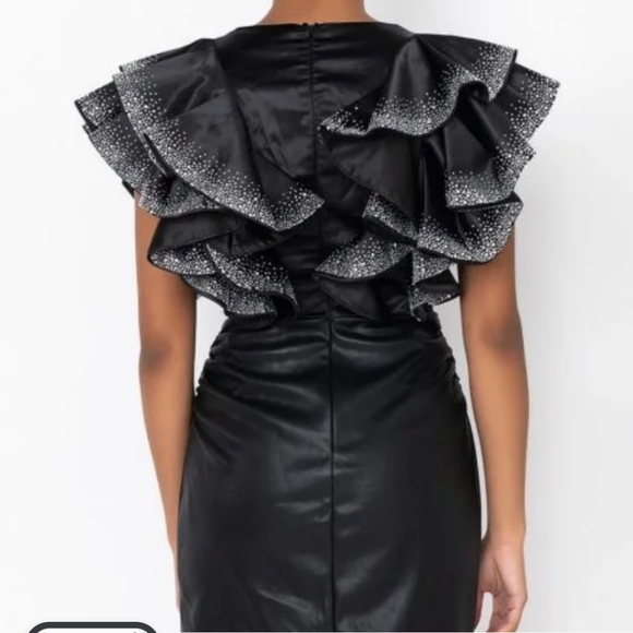 AKIRA deep V Faux leather sparkling Dress - Picture 3 of 3